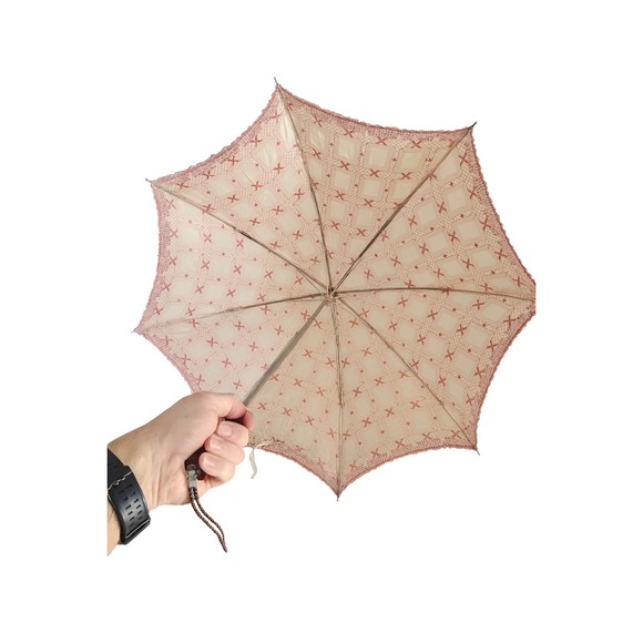 Umbrella French vintage patterned Embroidered cloth 1930 Parasol umbrella